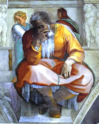 painting representing the Old Testament Book of Jeremiah by Michelangelo Buonaroti